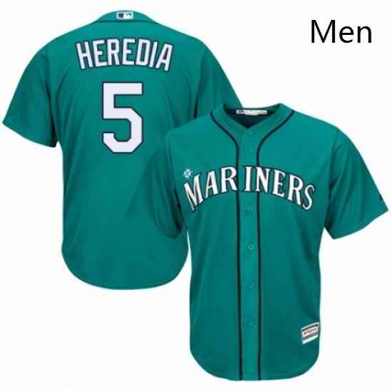 Mens Majestic Seattle Mariners 5 Guillermo Heredia Replica Teal Green Alternate Cool Base MLB Jersey